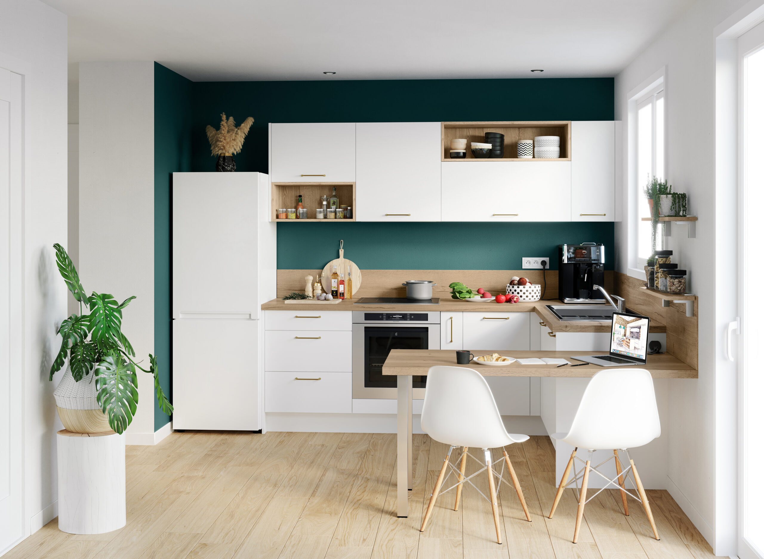 cuisine blanche et bois